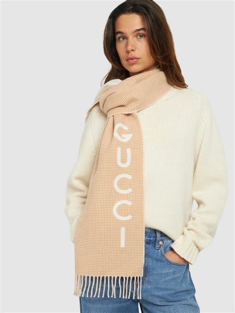 gucci wool cashmere scarf with web|silk Gucci scarf women.